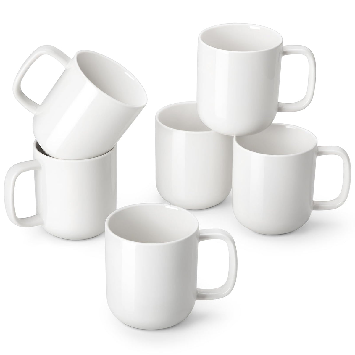vancasso Porcelain Coffee Mugs Set, 16 oz Ceramic Coffee Cups for Americano Hot Tea Iced Coffee Cold Brew Cocoa Milk Mugs Set of 6, Dishwasher & Microwave Safe, White