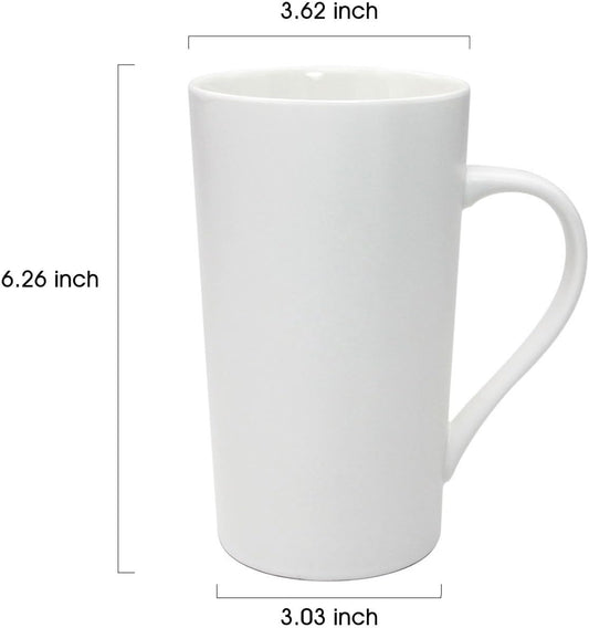 20 OZ Simple Pure White Mug (Set of 2) Plain Large Tall White Ceramic Milk Tea Coffee Mug with Handle as A Gift for Dad Mom Friends, 2pcs