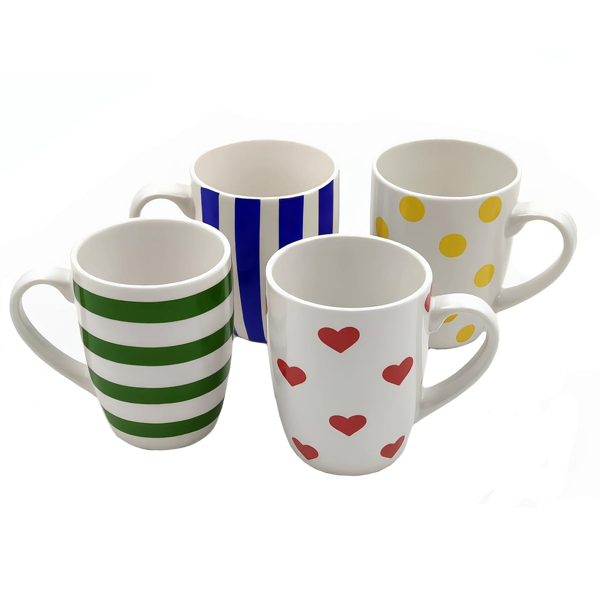 Colorful Ceramic Mug Set of 4 Boho Porcelain Mug Set Artistic Coffee Cup Set of 4 with Gift Boxed for Family, Office & Parties,Housewarming Gift