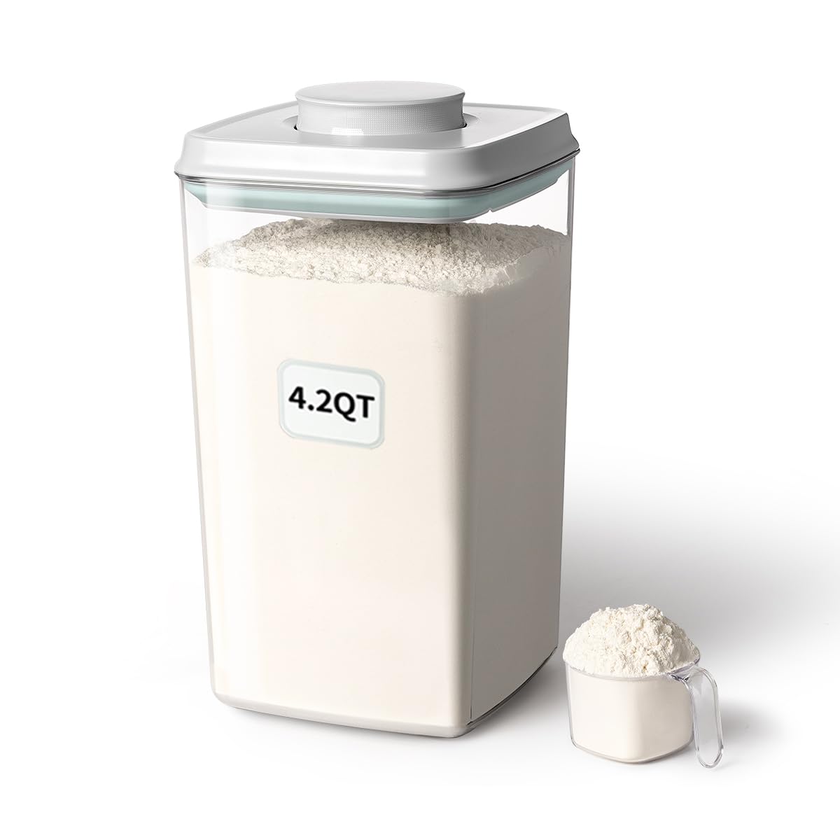 Ankou Food Storage Containers Pop Airtight Food Storage Containers with Lids for Kitchen Pantry Organizing Cereal Snack Flour Sugar Coffee Spaghetti Stackable - 8 Pcs (1.2, 2.0, 2.7, 3.3qt)*2