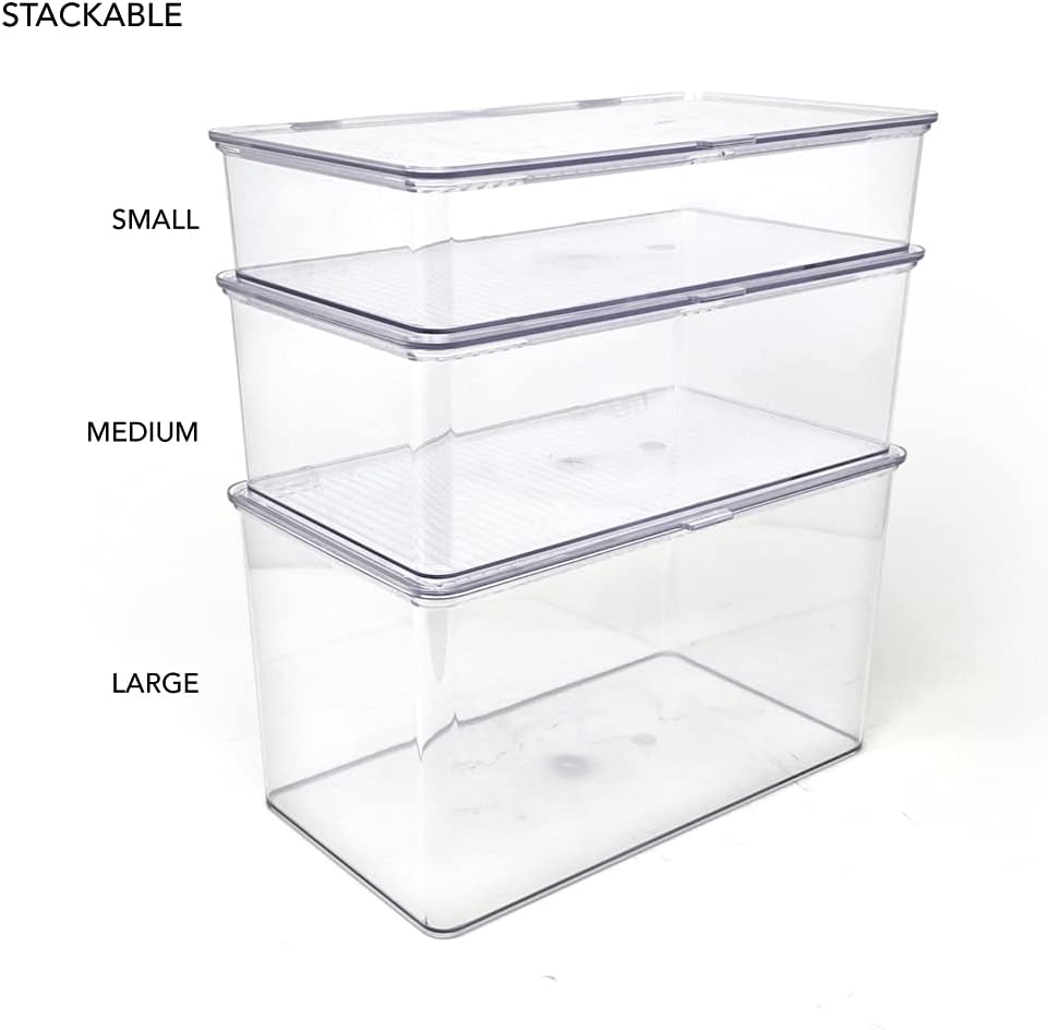 Isaac Jacobs Medium Stackable Organizer Bin (10.75”x6.5”x3.7”)