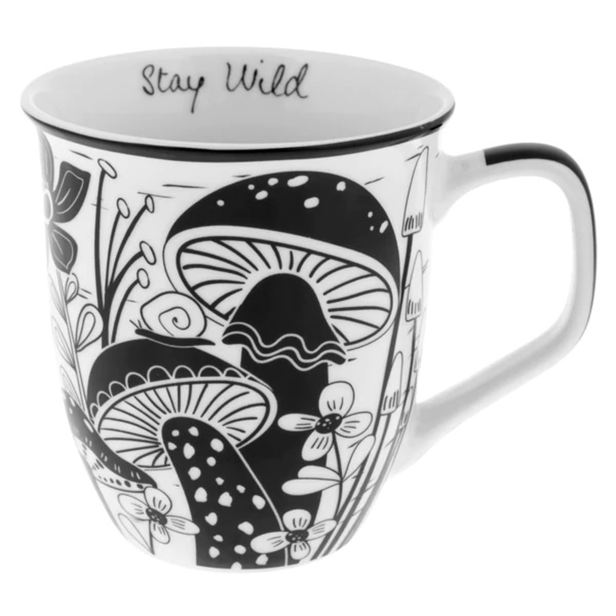 Karma Gifts, 14 oz Black and White Boho Mug, Cute Coffee and Tea Mug, Ceramic Coffee Mugs for Women and Men, Dragonfly