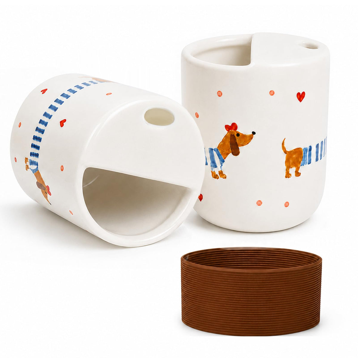 Ceramic Travel Coffee Mug with Straw Hole 12oz, Espresso Cups