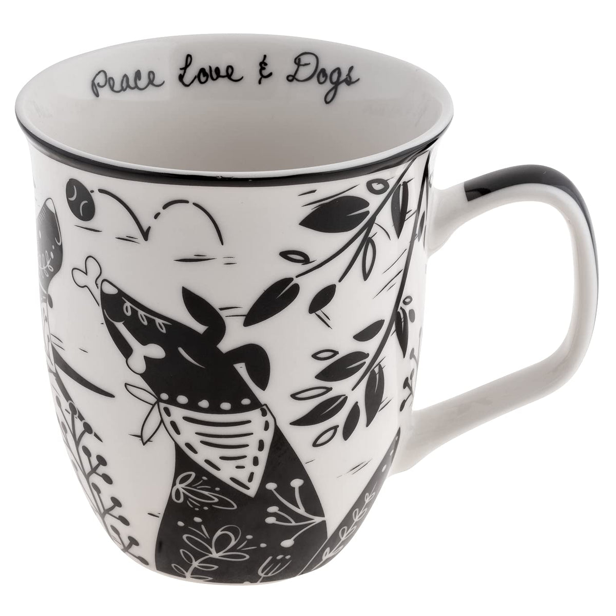 Karma Gifts, 14 oz Black and White Boho Mug, Cute Coffee and Tea Mug, Ceramic Coffee Mugs for Women and Men, Dragonfly