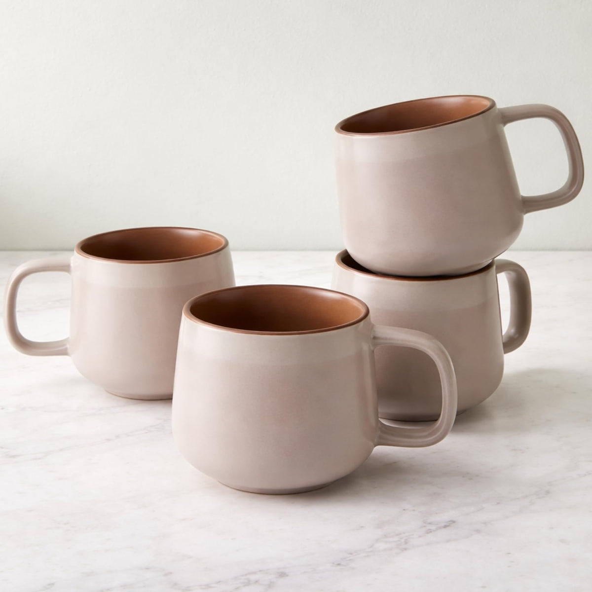 Ava Nord Stoneware Ceramic Coffee Mugs Set of 4 | 12 oz | Sage Ash