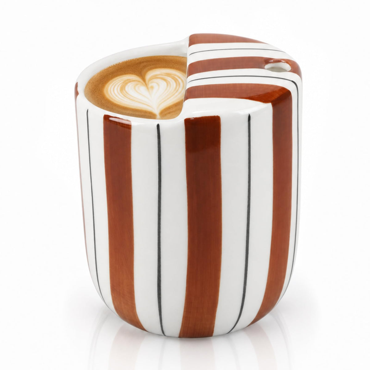 1 Pcs Ceramic Mug with Sip Hole 10 oz Blue Striped