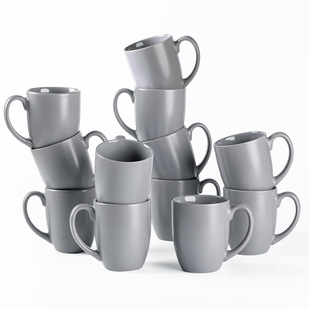 AmorArc 12oz Coffee Mugs Set of 12, Ceramic Coffee Cups Set-Matte Blue