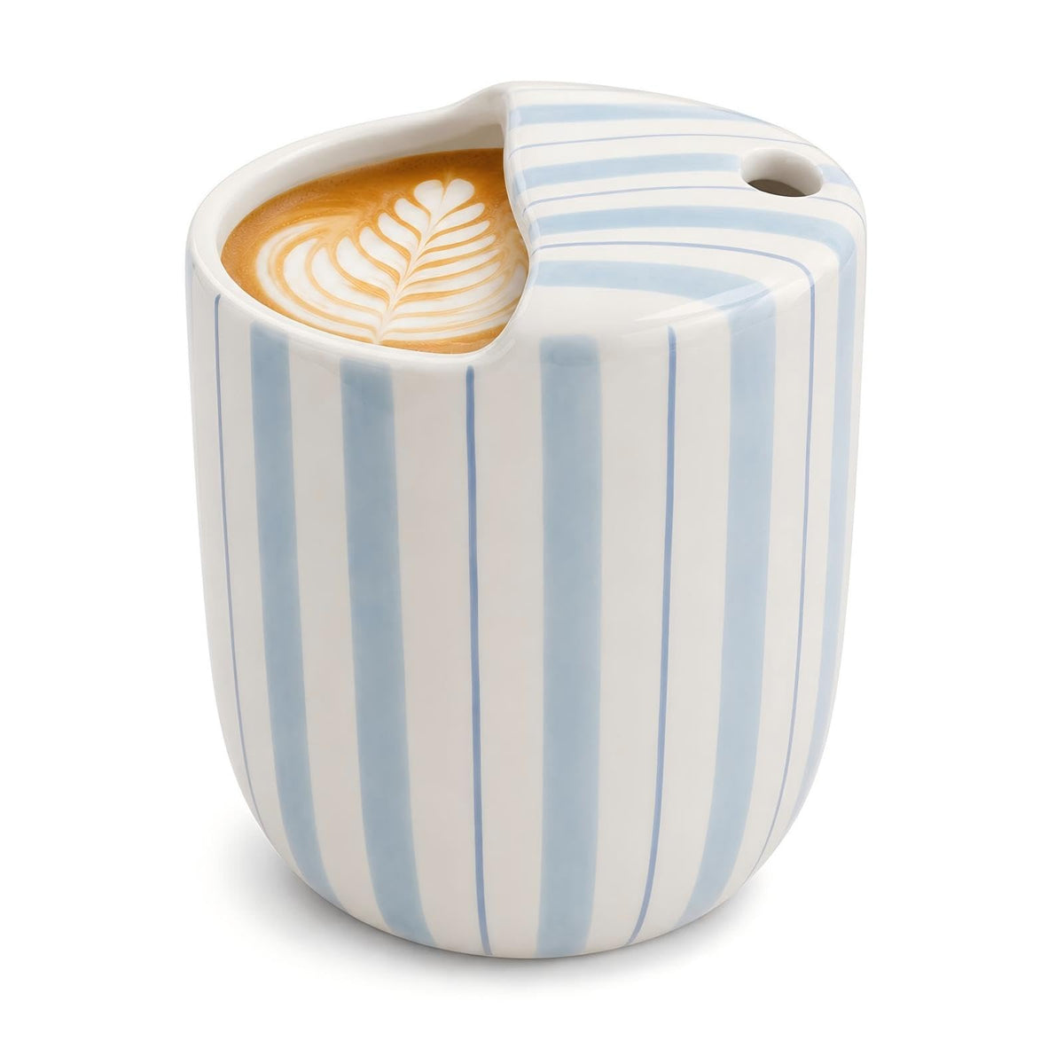 1 Pcs Ceramic Mug with Sip Hole 10 oz Blue Striped