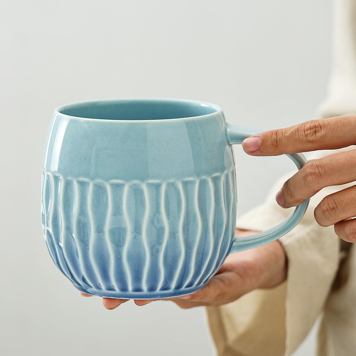 Large Ceramic Coffee Mug - 20oz Big Tea Cup, Green