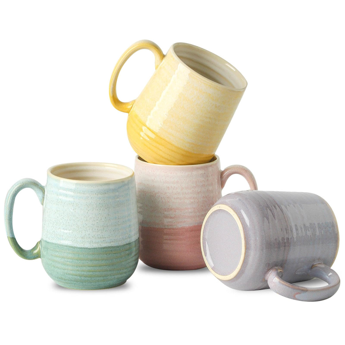 HASENSE Coffee Mugs, Reactive Glaze Coffee Cup Set of 6