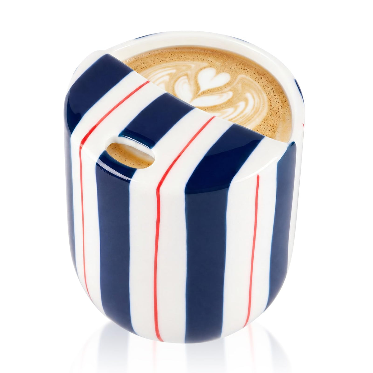 1 Pcs Ceramic Mug with Sip Hole 10 oz Blue Striped