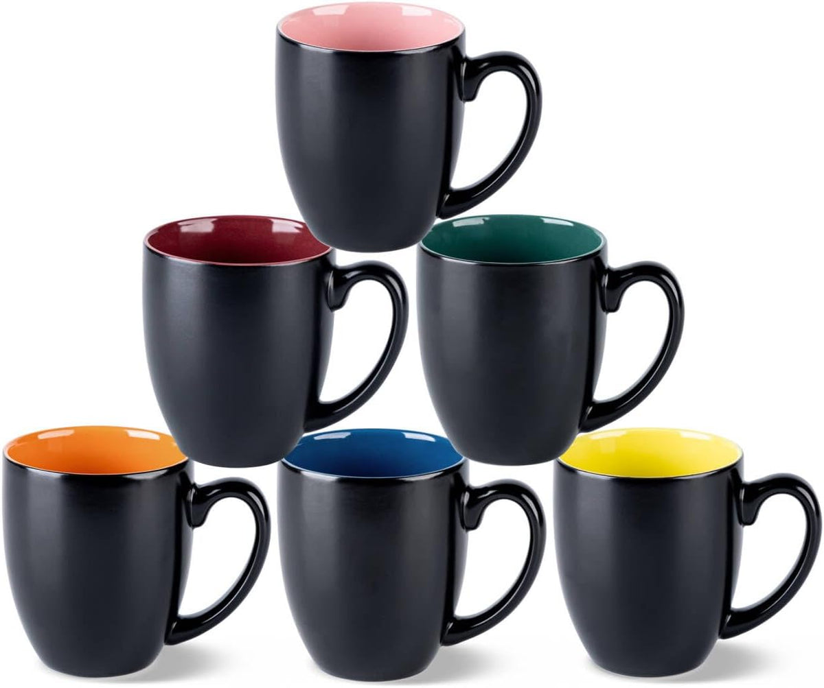 GBhome 16 oz Coffee Mugs Set of 6, Ceramic Coffee Cups- Multi-Color