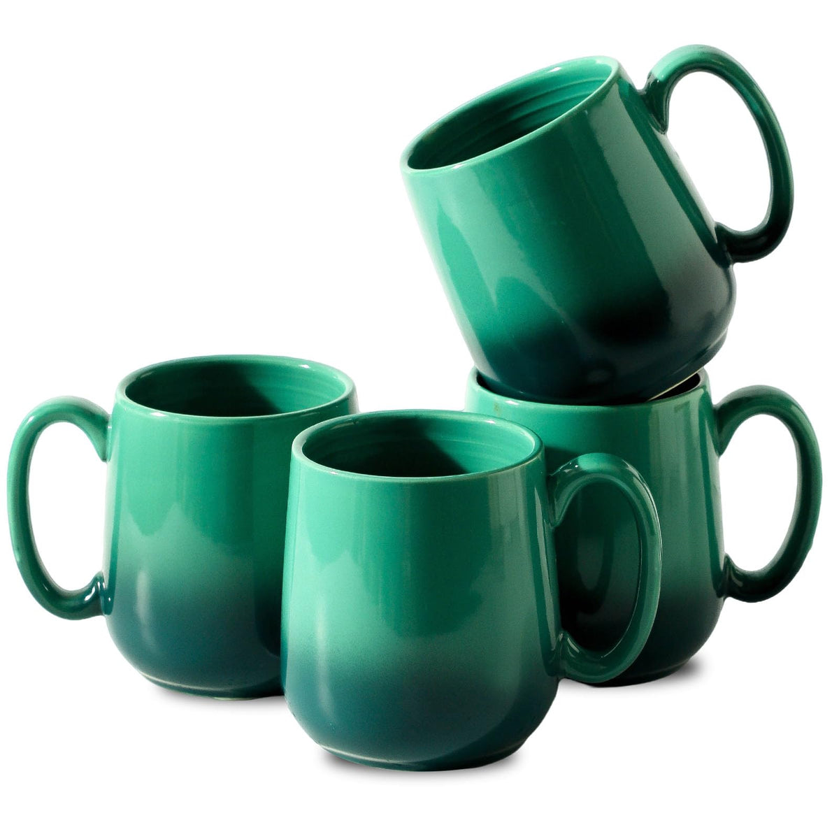 HASENSE Coffee Mugs Set of 4, 15oz Ceramic Coffee Cups with Handle, Two-Tone Design for Cappuccino Latte Tea, Large Microwave Dishwasher SafeMug Set, Housewarming Gift, Creamy White