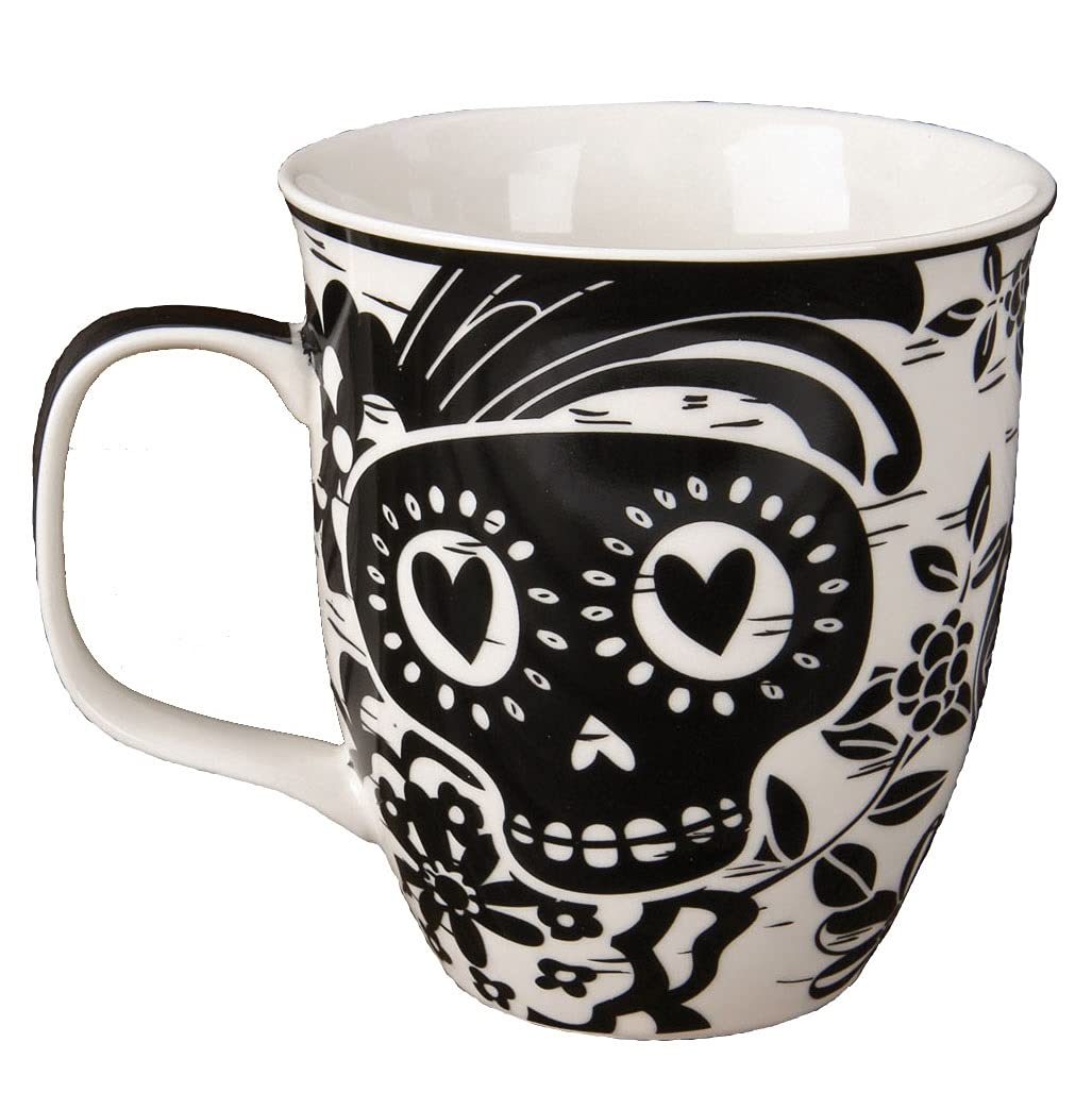 Karma Gifts, 14 oz Black and White Boho Mug, Cute Coffee and Tea Mug, Ceramic Coffee Mugs for Women and Men, Dragonfly