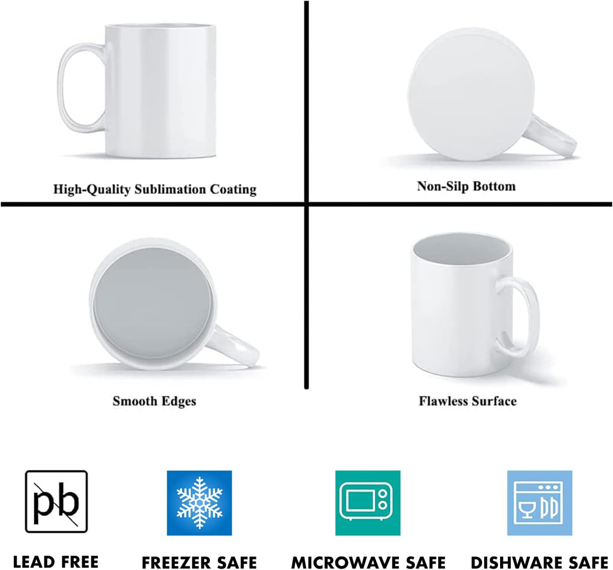 Sublimation Mugs, White Coffee Mugs 11oz Sublimation Coffee Cups AAA Coating Ceramic with Large Handle, Blanks White Mugs Set with Gift Boxes(Set of 36)