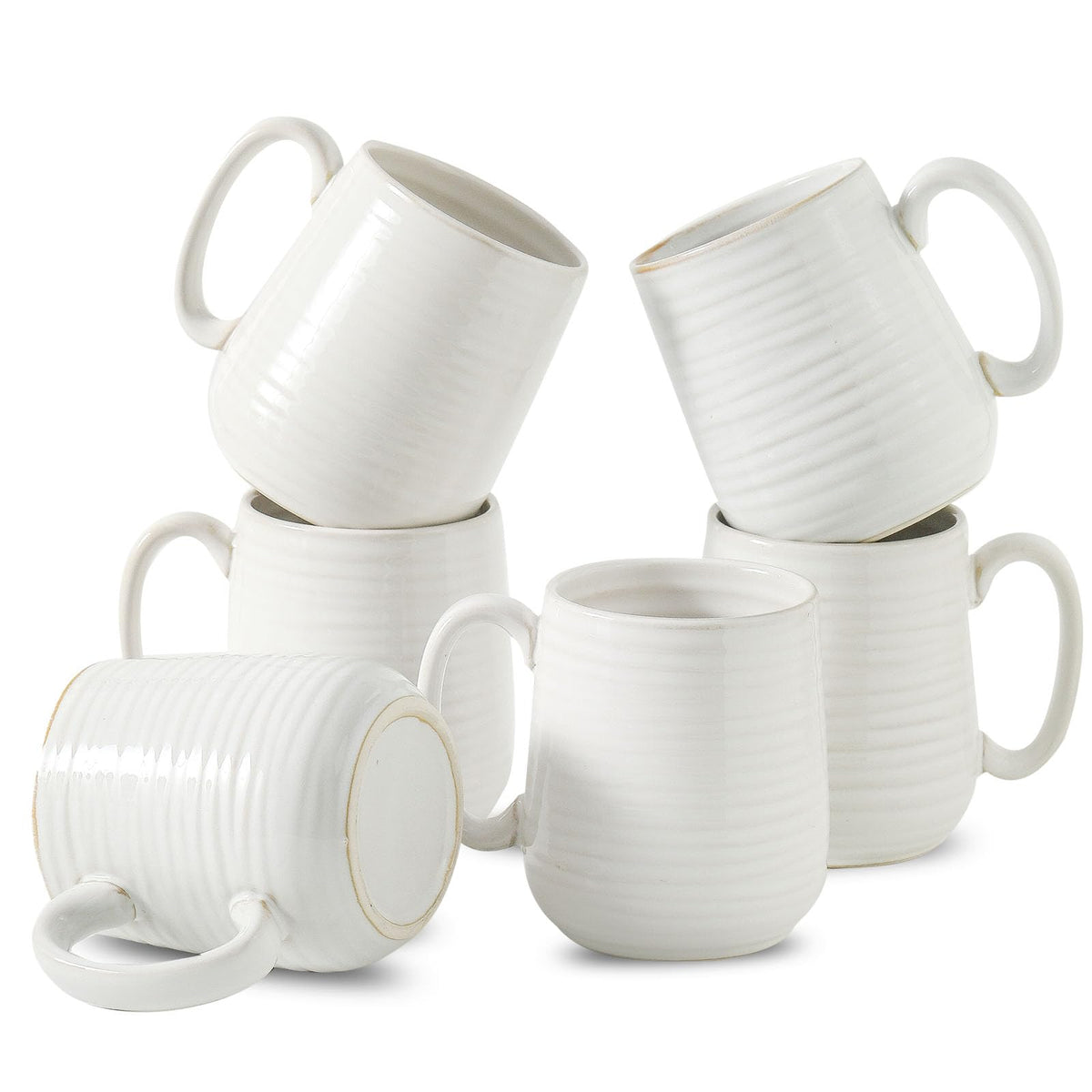 HASENSE Coffee Mugs, Reactive Glaze Coffee Cup Set of 6