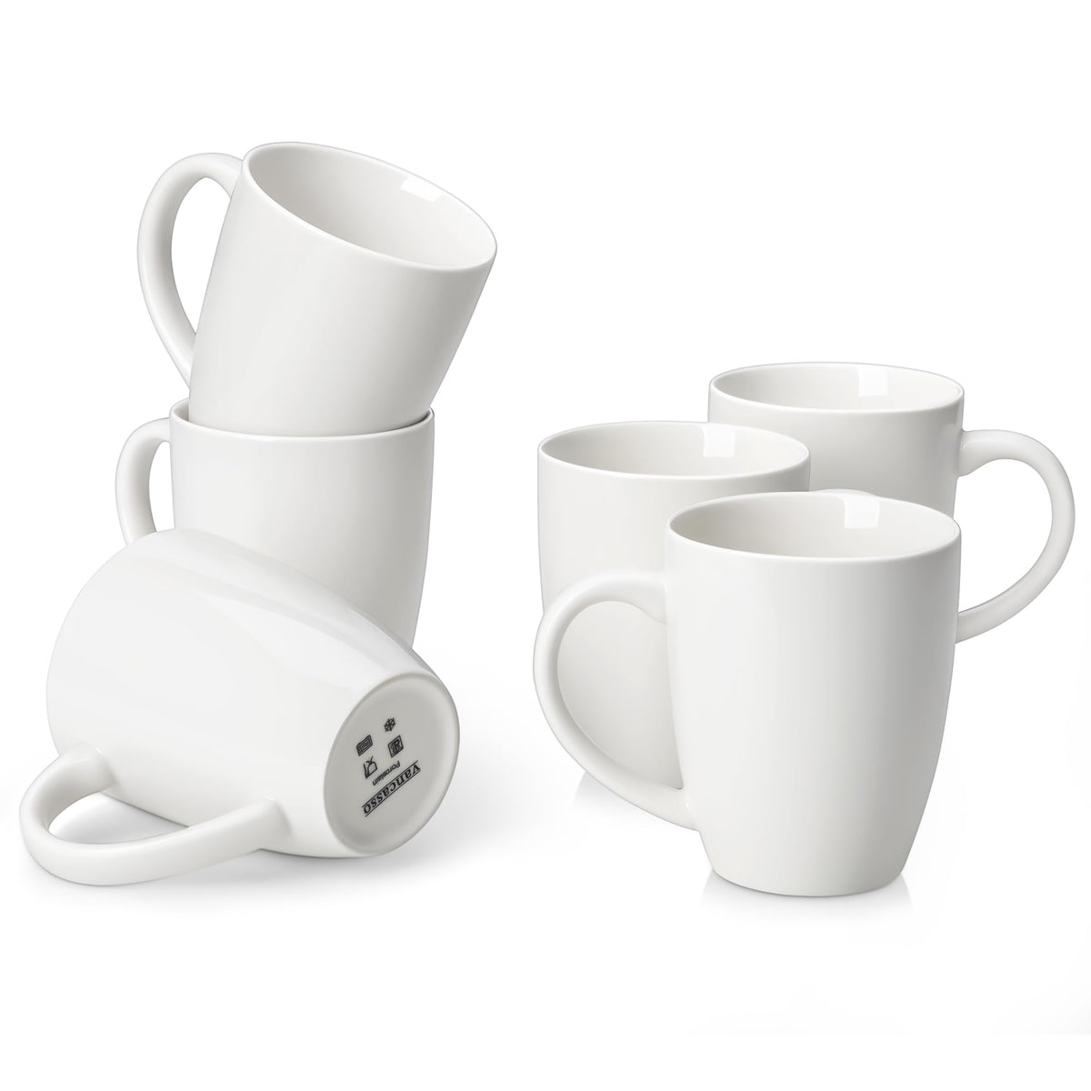 vancasso STARRY Ceramic Coffee Mug Set of 6, 12 Oz Tea Cups with Handle for Latte, Tea, Cappuccino, Milk, Cocoa, Microwave&Dishwasher Safe,Blue