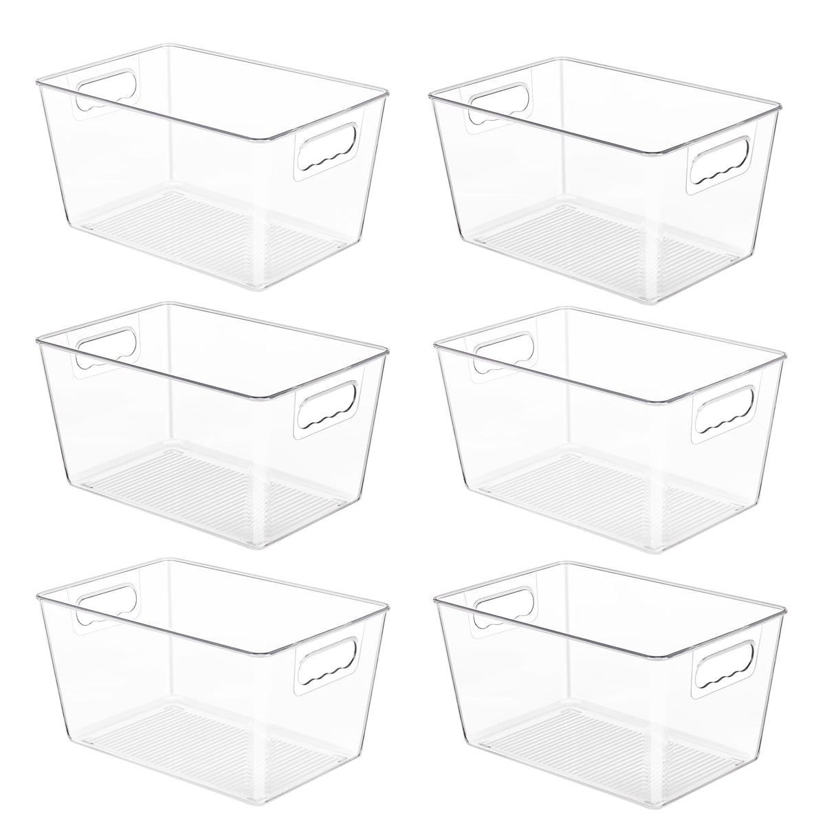 YIHONG 4 Pack Clear Storage Bins, Pantry Organizer Bins with Handle, Small