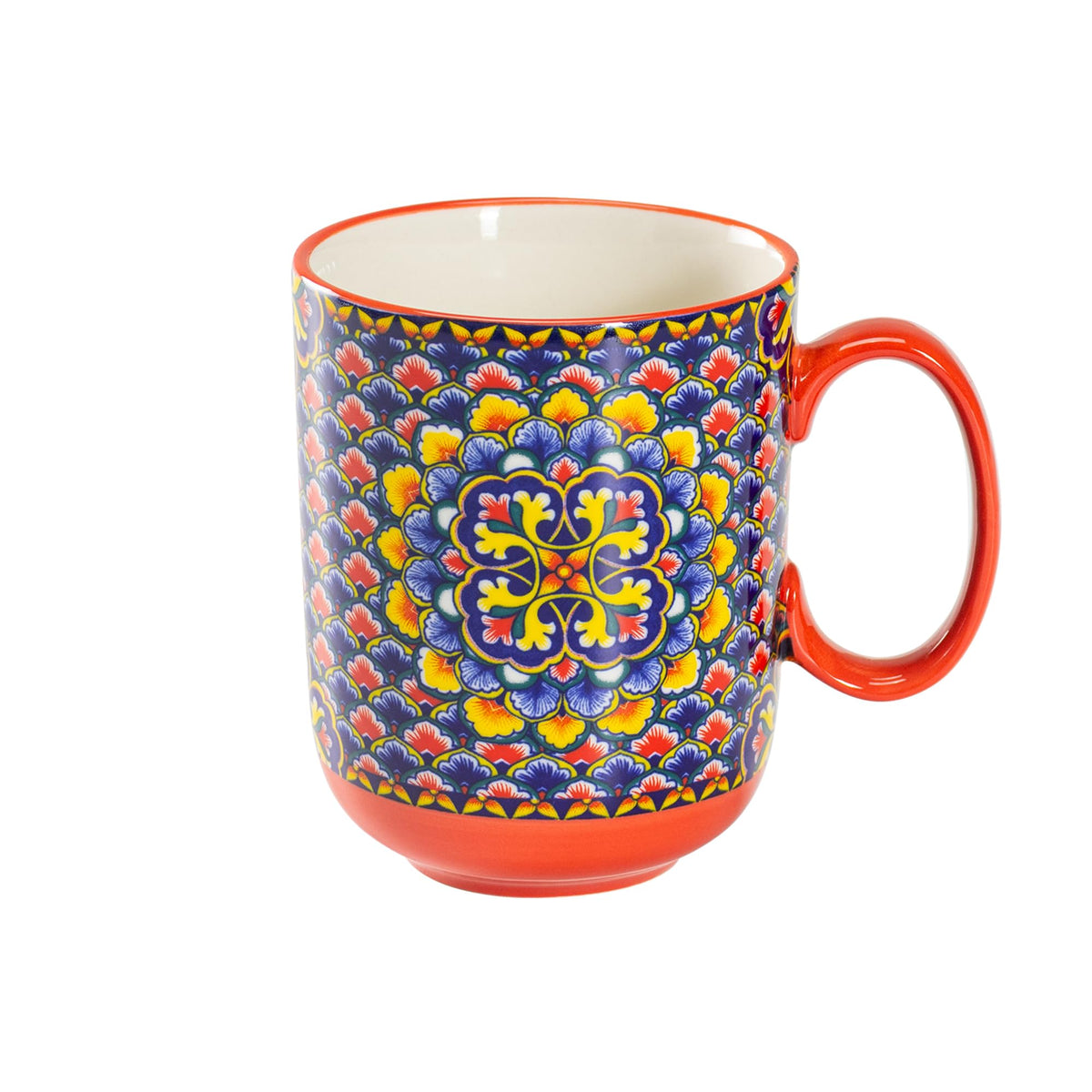 HENXFEN LEAD 14 oz Boho Ceramic Coffee Mug & Tea Cup - Midnight Blue