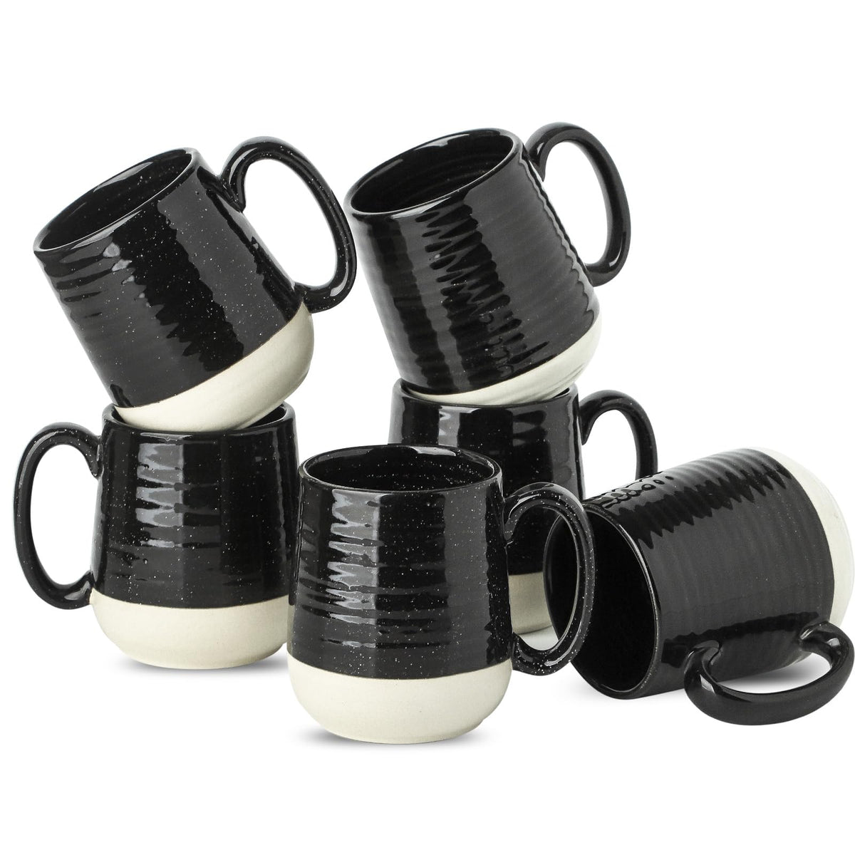 HASENSE Coffee Mugs Set of 4, 15oz Ceramic Coffee Cups with Handle, Two-Tone Design for Cappuccino Latte Tea, Large Microwave Dishwasher SafeMug Set, Housewarming Gift, Creamy White