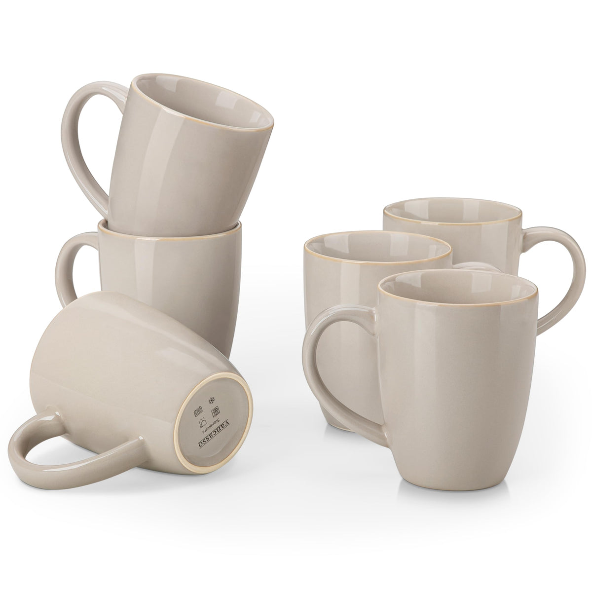 vancasso STARRY Ceramic Coffee Mug Set of 6, 12 Oz Tea Cups with Handle for Latte, Tea, Cappuccino, Milk, Cocoa, Microwave&Dishwasher Safe,Blue