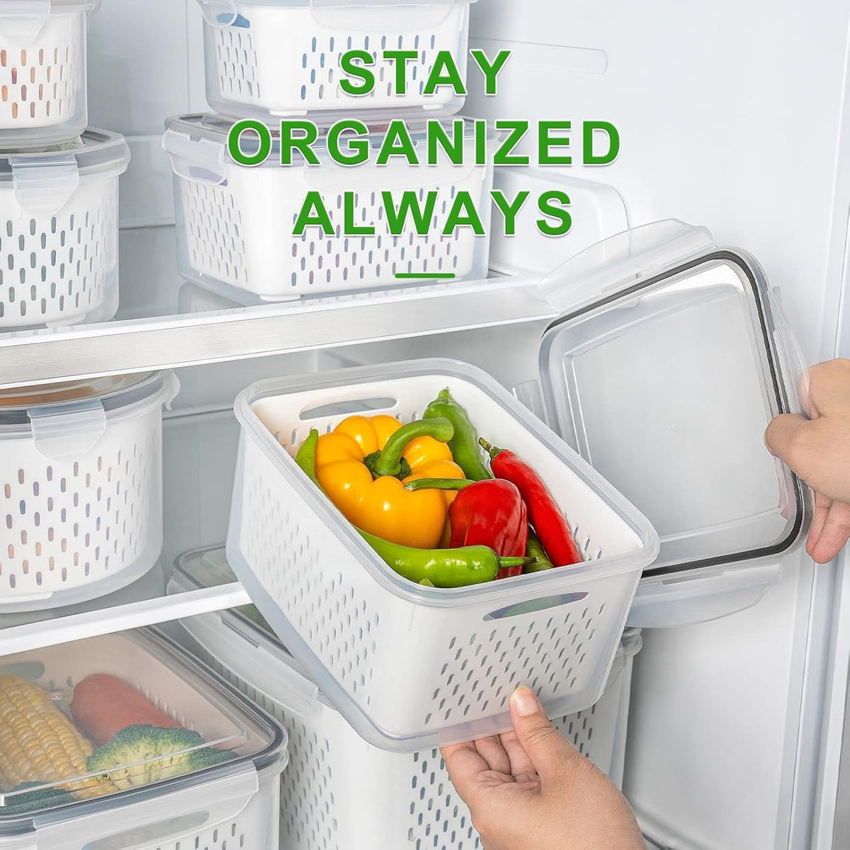 Freshmage 4 PCS Fruit storage Containers for Fridge,Food Storage Containers