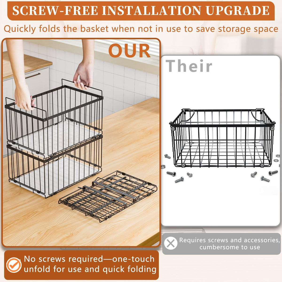Large Freezer Organizer Bins for 5 to 9 Cu.Ft,Quick Expand/Collapse,3PACK