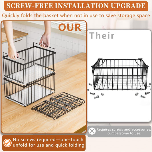 Large Freezer Organizer Bins for 5 to 9 Cu.Ft,Quick Expand/Collapse,3PACK