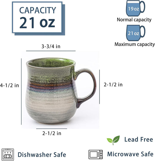 21 oz Large Ceramic Coffee Mugs, Handmade Tea Cups with Handle