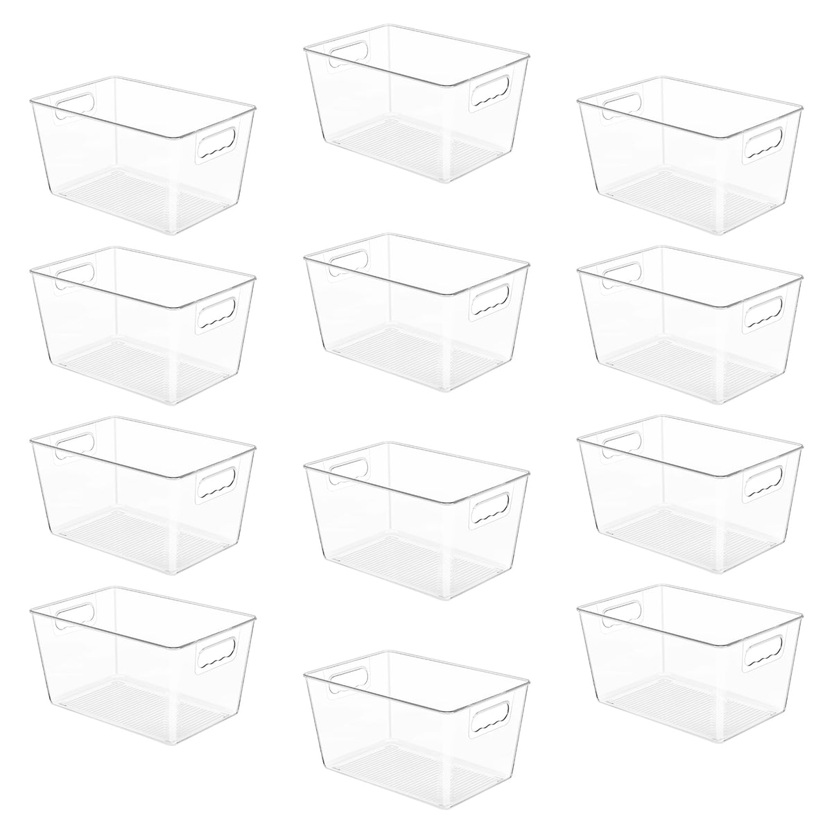 YIHONG 4 Pack Clear Storage Bins, Pantry Organizer Bins with Handle, Small
