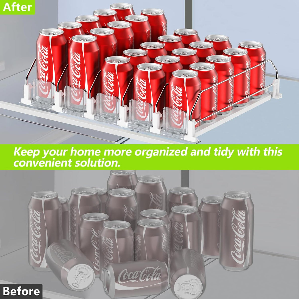 IBORING Drink Organizer for Fridge,Holds up to 25 Cans