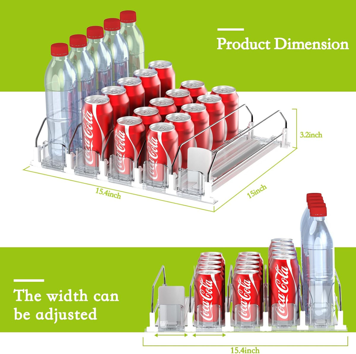 IBORING Drink Organizer for Fridge,Holds up to 25 Cans