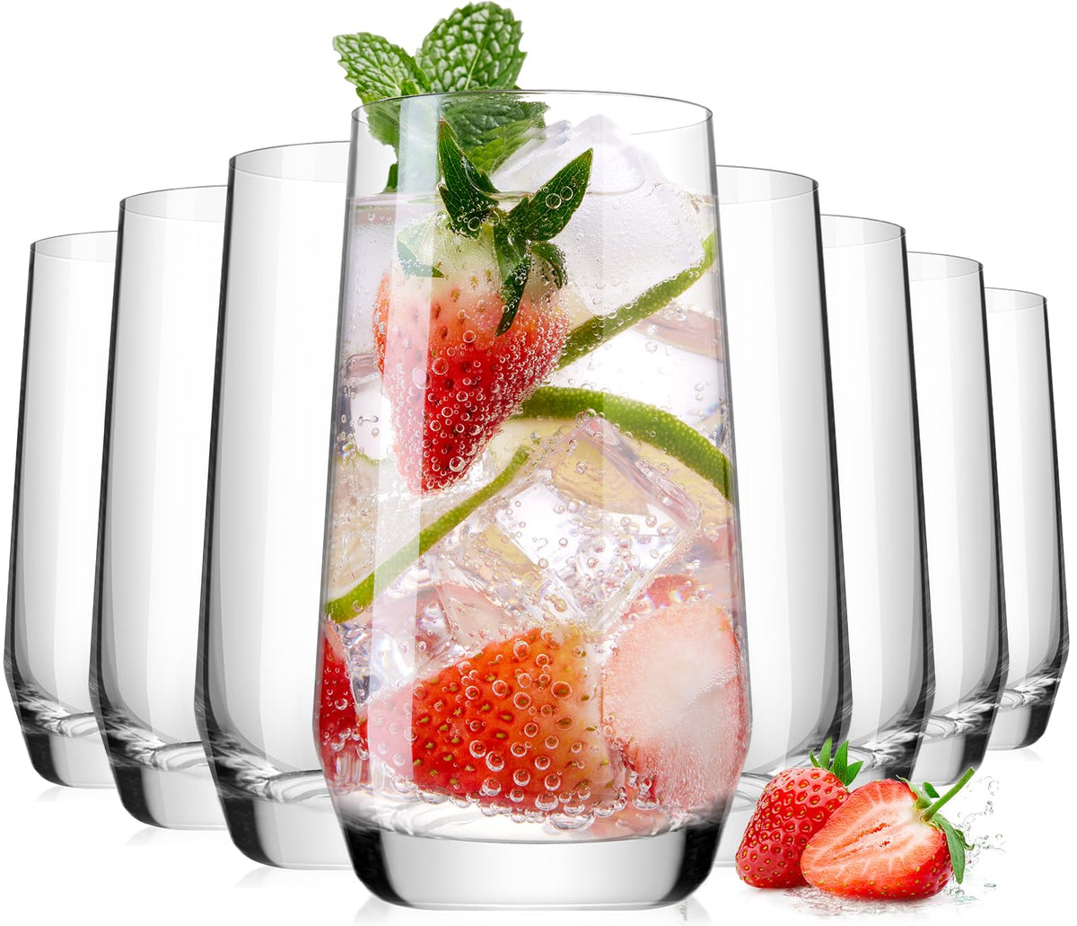Drinking Water Glass Cups Set,Crystal Highball Glasses cups set of 6,16oz