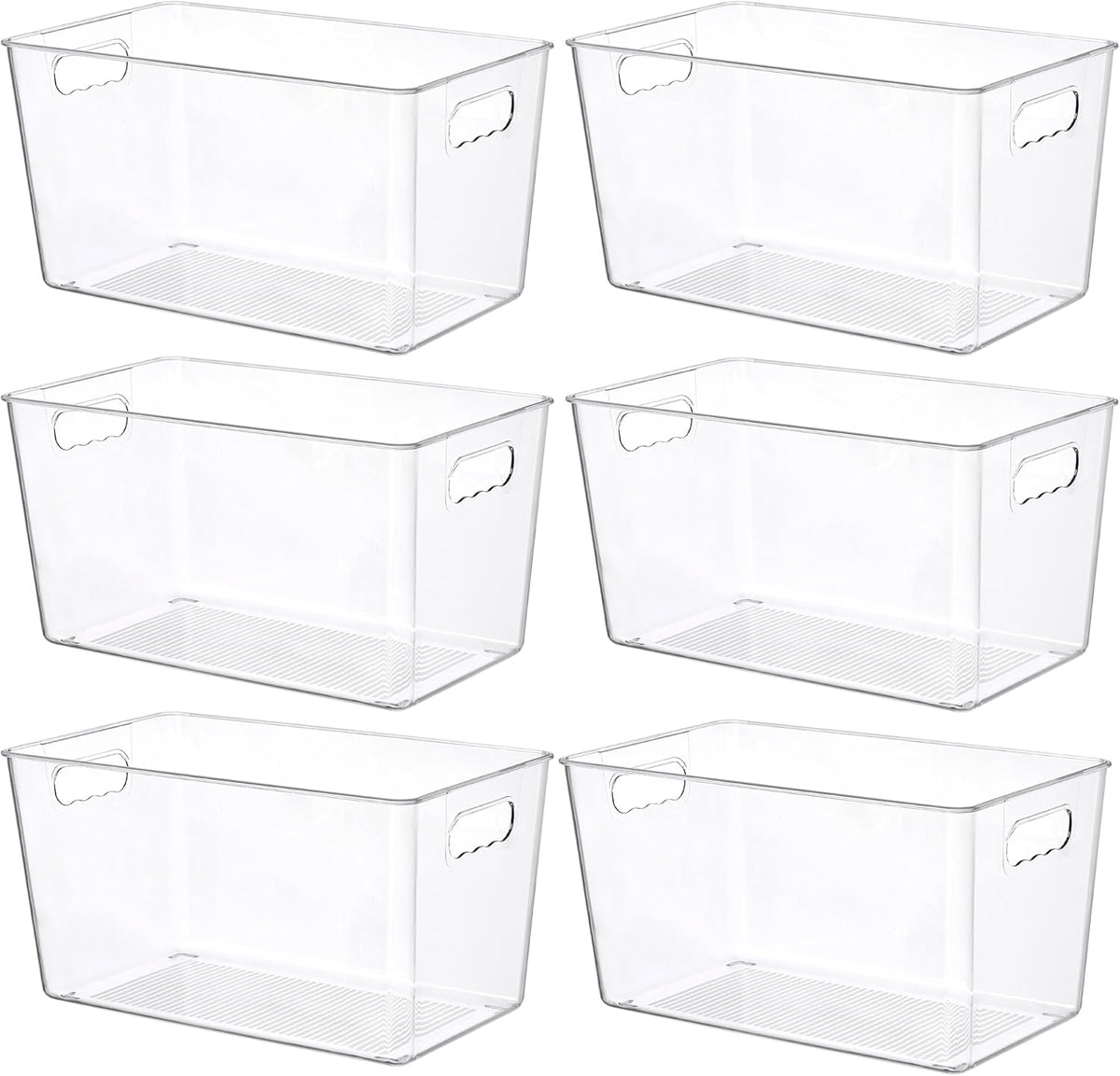 Vtopmart 6 Pack Clear Storage Bins, Pantry Storage Bins with Handle, XL