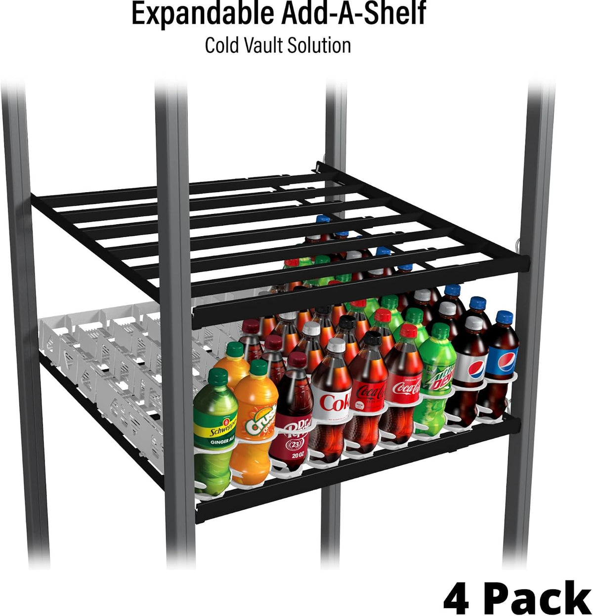 Cold Vault Expandable Add-A-Shelf – Cooler Drink Organizer, 4-Pack
