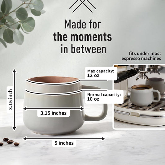 Ava Nord Stoneware Ceramic Coffee Mugs Set of 4 | 12 oz | Sage Ash
