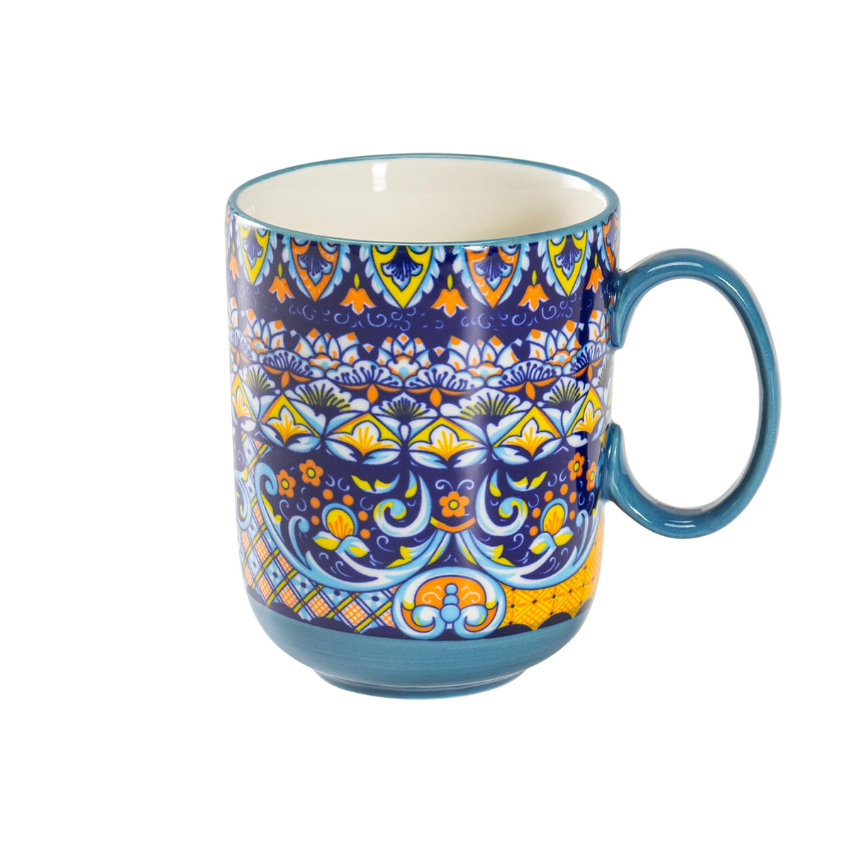 HENXFEN LEAD 14 oz Boho Ceramic Coffee Mug & Tea Cup - Midnight Blue