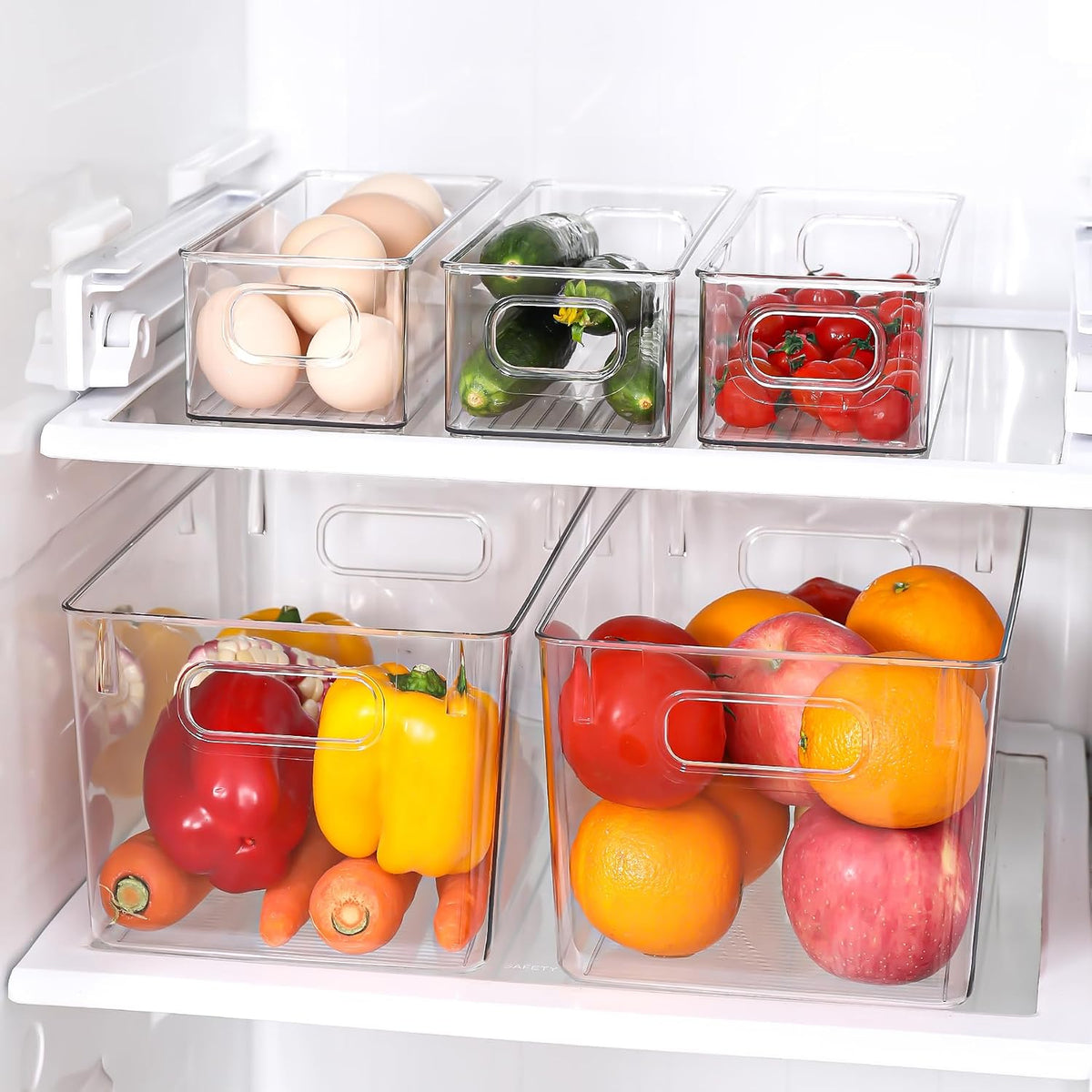 Clear Plastic Storage Bins 8 Pack - Pantry Organizers and Storage, Fridge Organizer Containers for Kitchen, Cabinet, Freezer, Bathroom, Clost, Home Organization