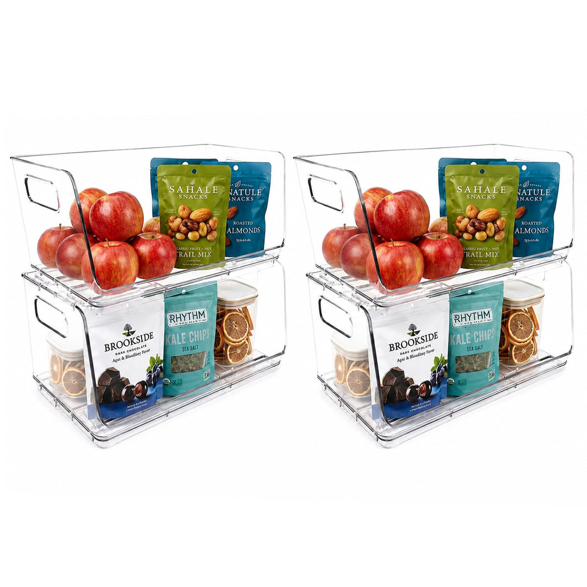 ClearSpace Stackable Storage Bins, Front Pantry Organizer, Medium, 4 Pack