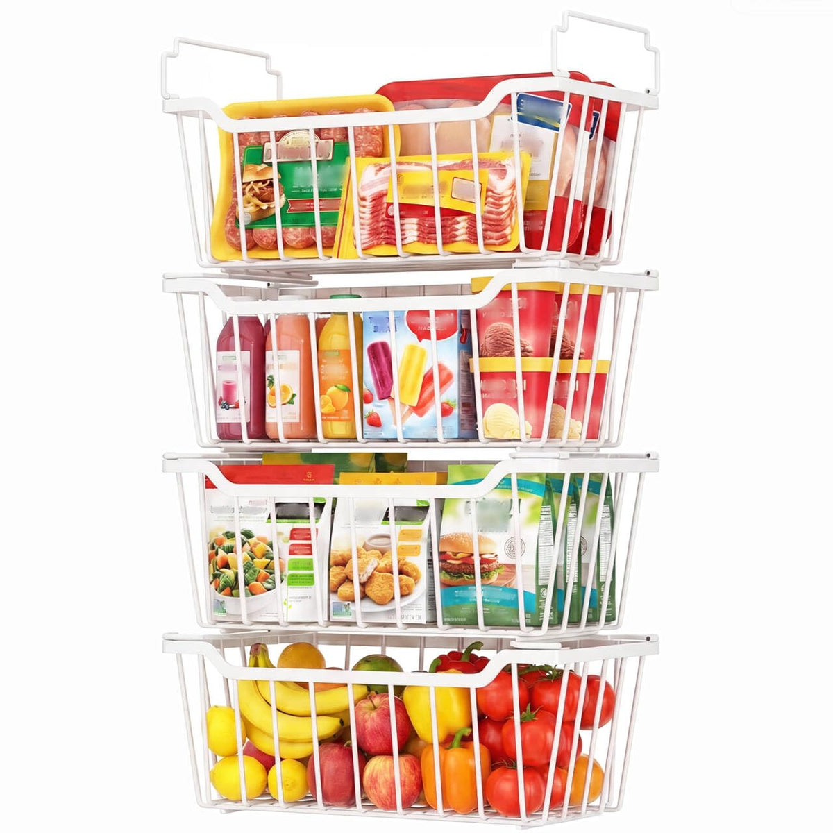 Goovilla Freezer Organizer Bins for 5-7 Cu.FT Chest Freezer, 4 Pack Black