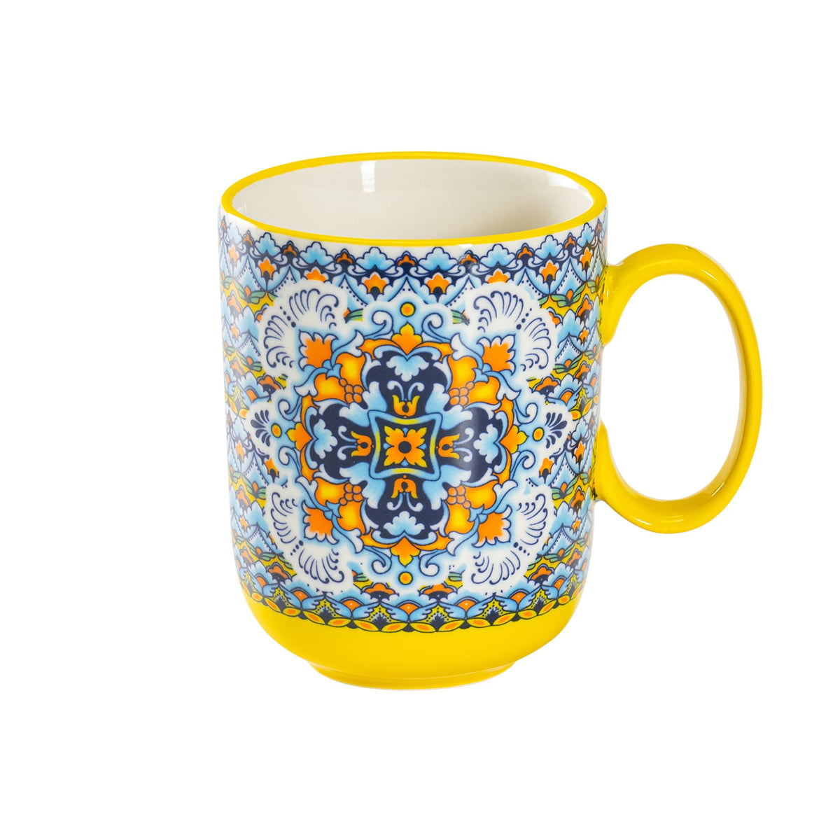 HENXFEN LEAD 14 oz Boho Ceramic Coffee Mug & Tea Cup - Midnight Blue