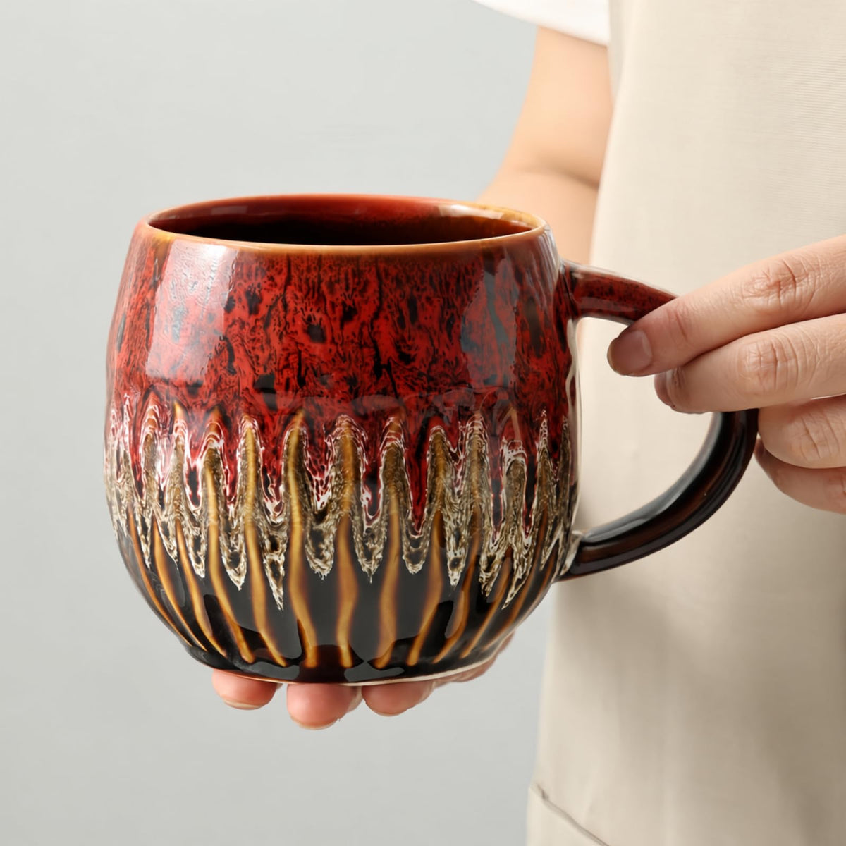 Large Ceramic Coffee Mug - 20oz Big Tea Cup, Green