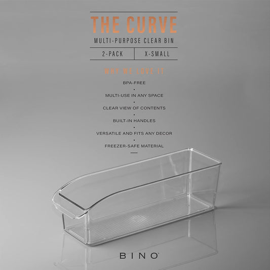 BINO | Plastic Storage Bins, Small | THE CURVE COLLECTION | Multi-Use Organizer Bins | Storage Containers Kitchen, Pantry and Home Organization | Fridge Organizers | Pantry Organization and Storage