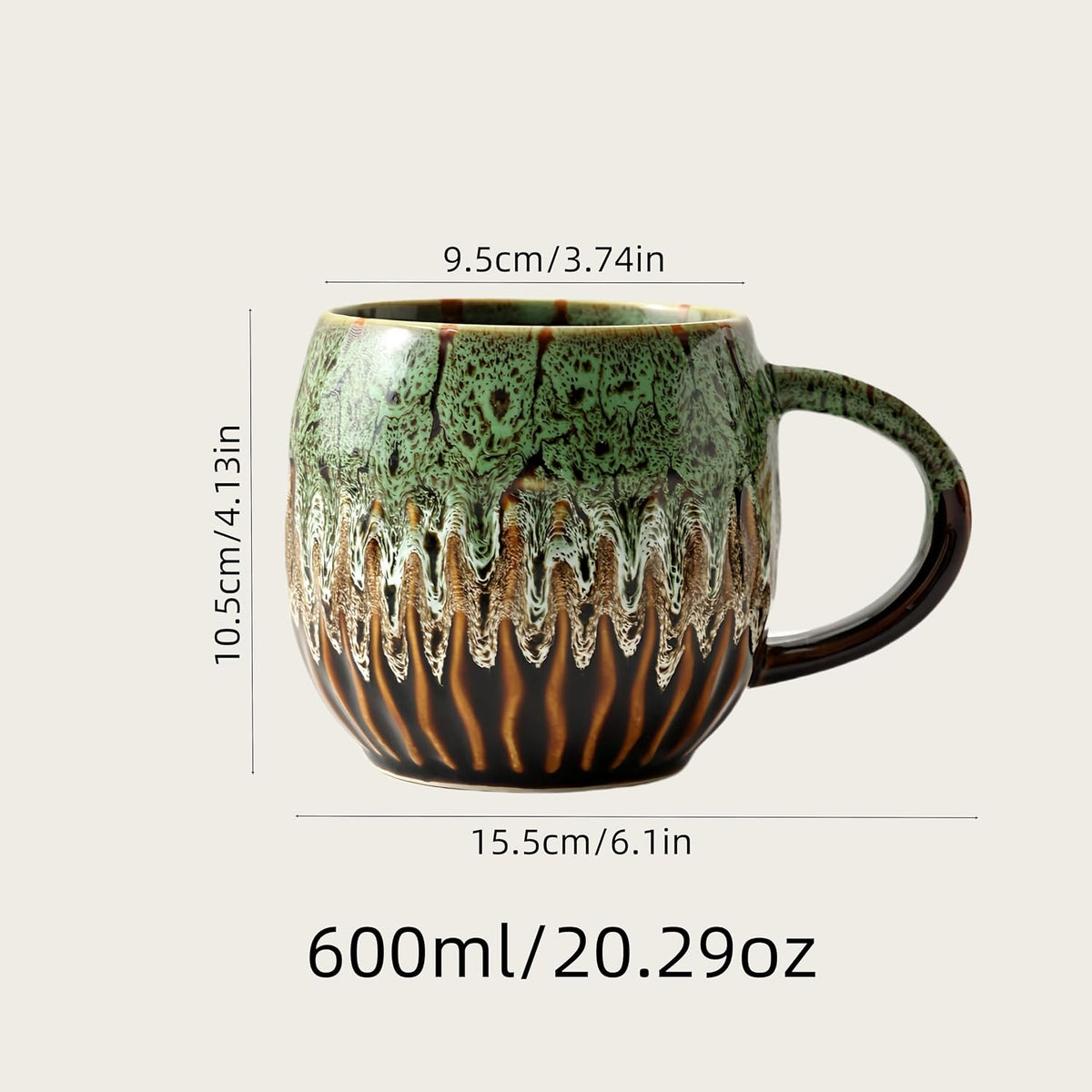 Large Ceramic Coffee Mug - 20oz Big Tea Cup, Green