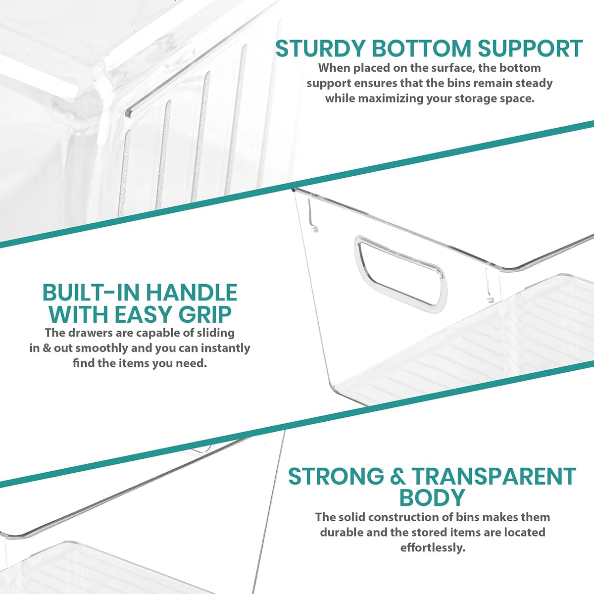 Utopia Kitchen Pantry Organizers and Storage Bins, 6 Pack, Large, Clear