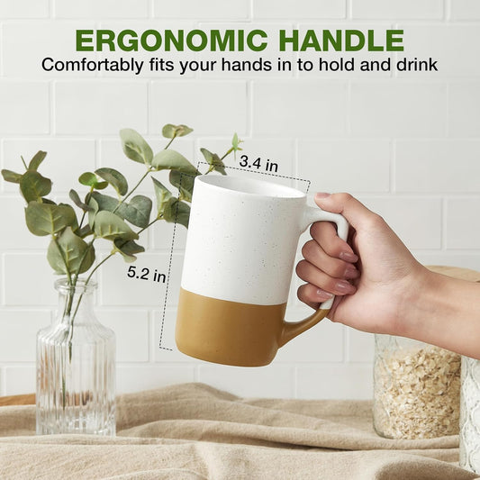 Large Ceramic Coffee Mug Set of 4, 16 oz Tea Cups with Handle, Porcelain Mug for Latte, Hot Tea, Cappuccino, Milk, Cocoa, Microwave & Dishwasher Safe Cups for Men Women Mug Lovers, Housewarming Gift
