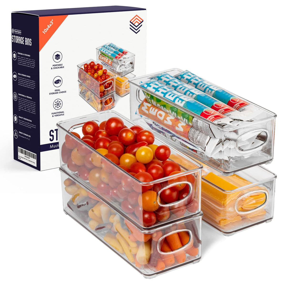 ClearSpace Plastic Pantry Organization and Food Storage Bin, 8 Pack