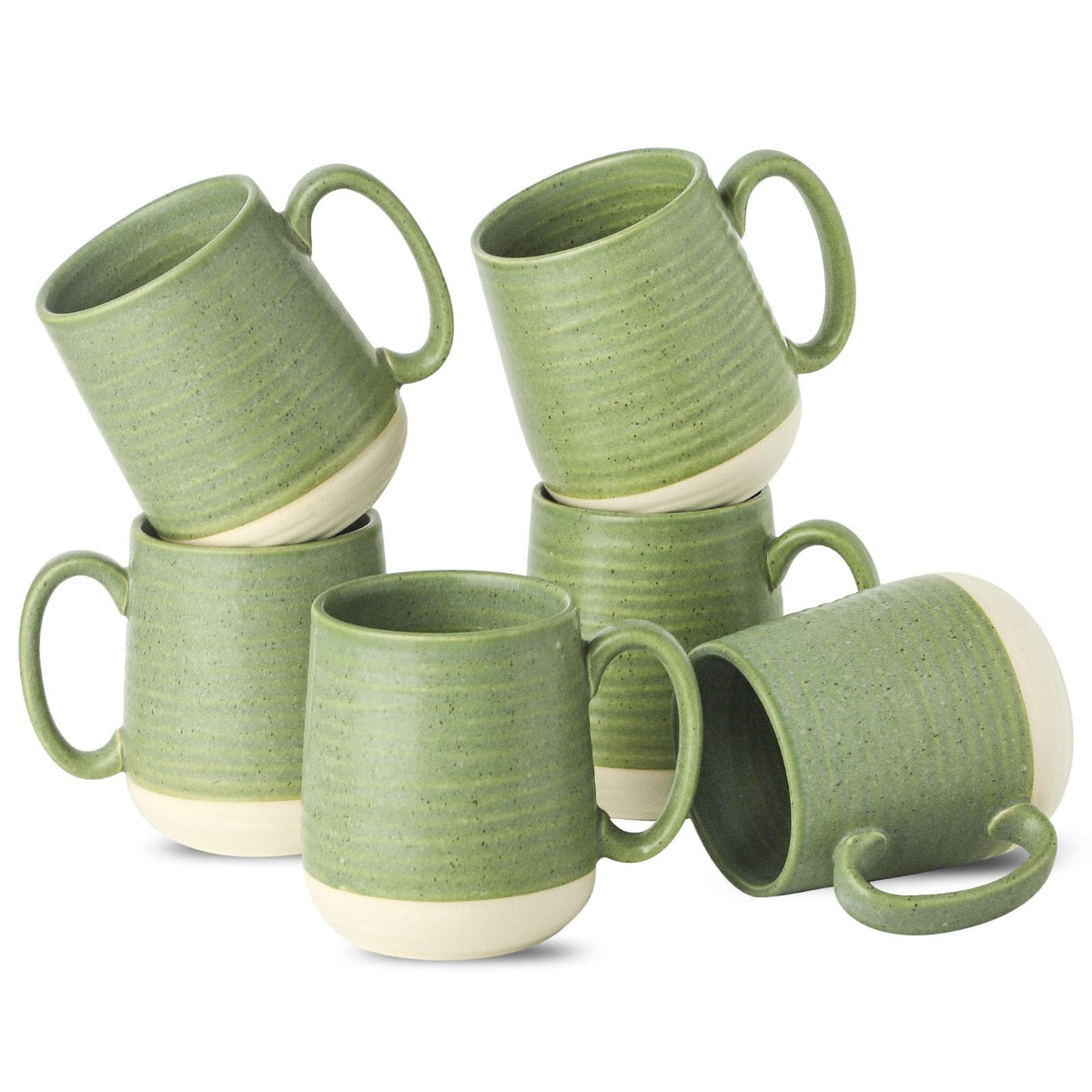 HASENSE Coffee Mugs Set of 4, 15oz Ceramic Coffee Cups with Handle, Two-Tone Design for Cappuccino Latte Tea, Large Microwave Dishwasher SafeMug Set, Housewarming Gift, Creamy White