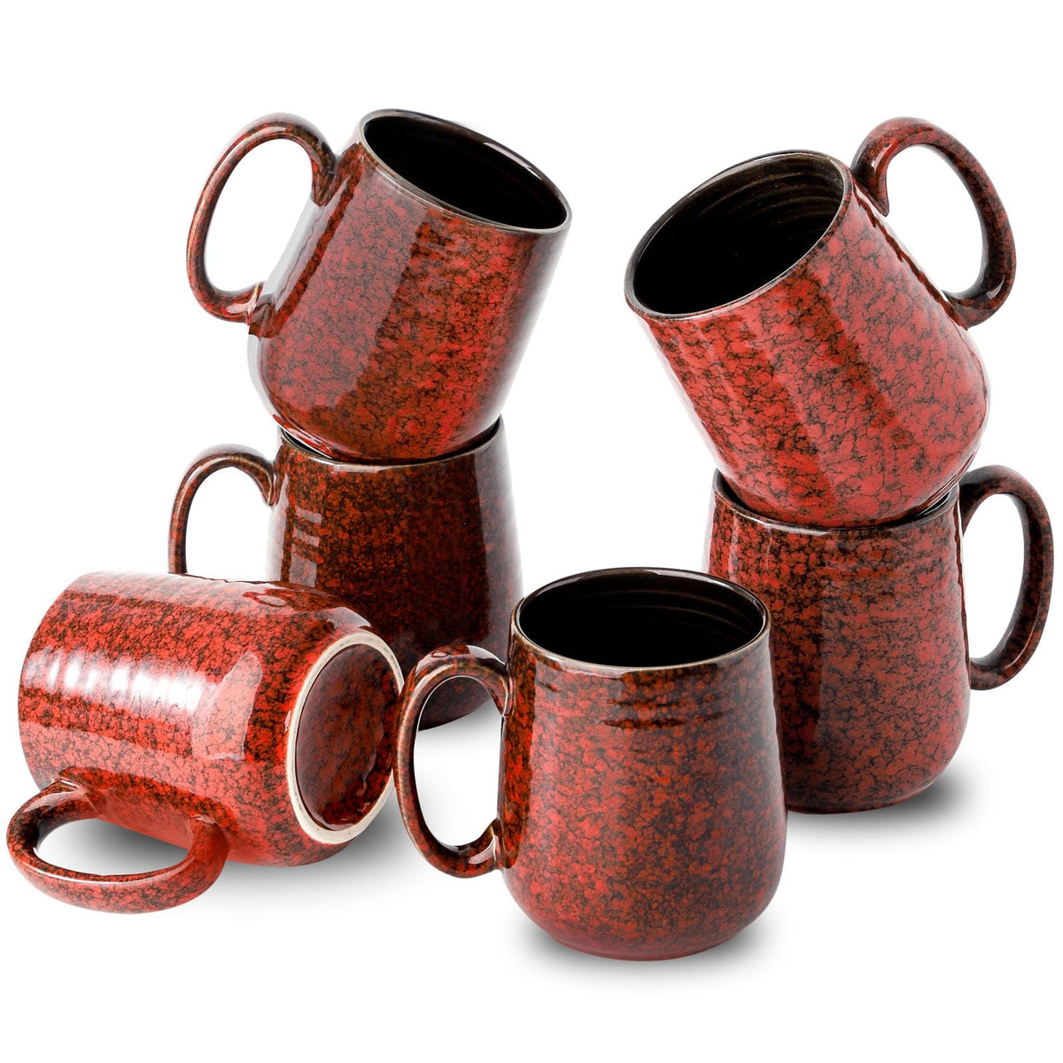 HASENSE Coffee Mugs, Reactive Glaze Coffee Cup Set of 6