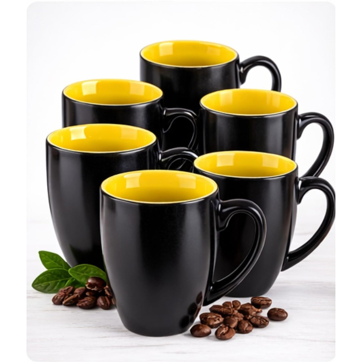 GBhome 16 oz Coffee Mugs Set of 6, Ceramic Coffee Cups- Multi-Color